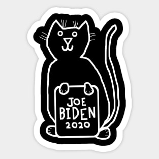 Whiteline Cute Cat with Joe Biden 2020 Sign Sticker